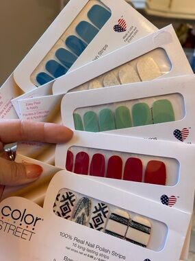 Color Street Nail Polish Strips - Blue, Teal, Mint, White, Red, Patterned